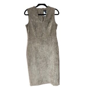Nina Leonard Women's Dress Sleeveless‎ Sheath Taupe Fitted Career Small S